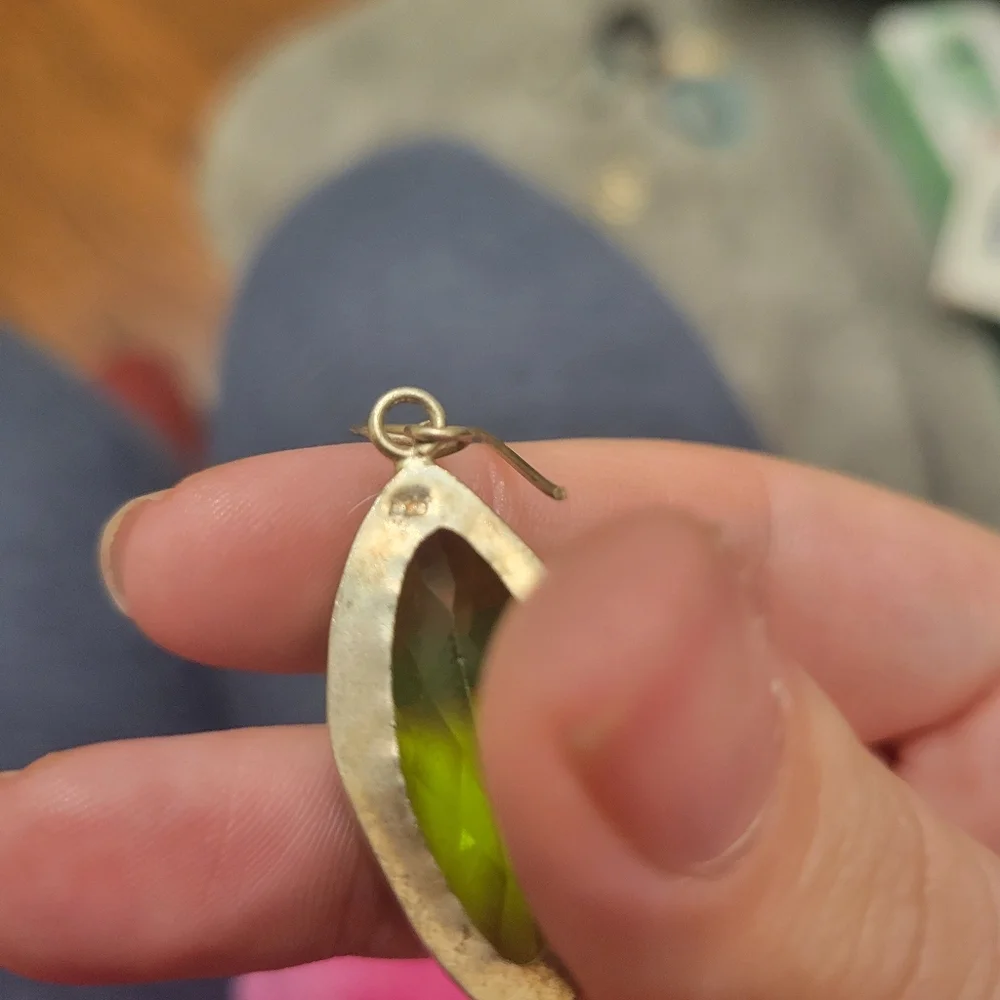 Large Marquise Light Green Gemstone Earrings - Picture 6 of 6